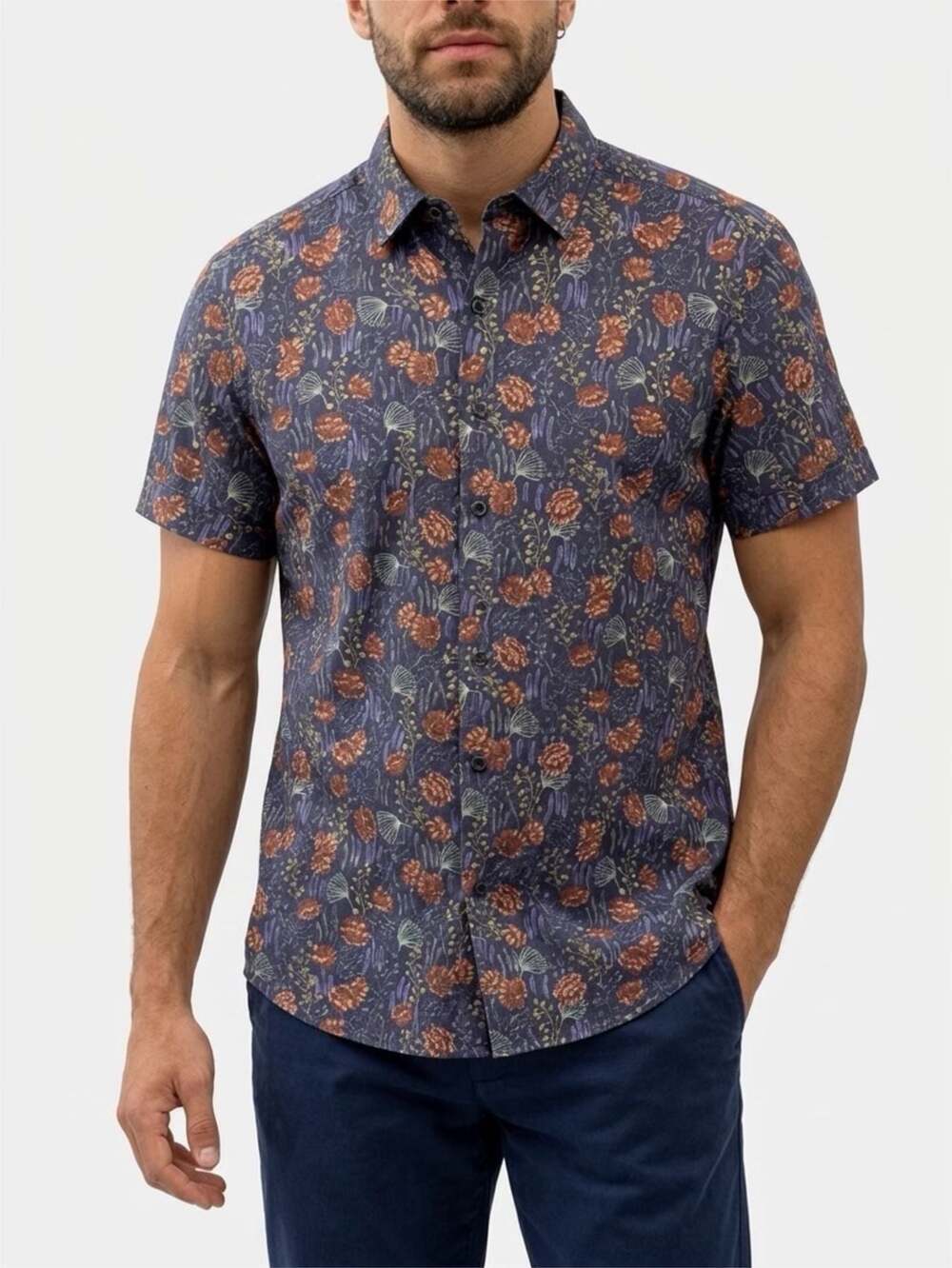Rodd & Gunn Men's Floral Print Short Sleeve Sports Fit Shirt Woven in Italy